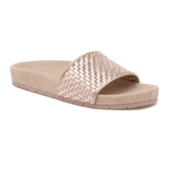 J/SLIDES Shoes - JSlides NAOMIE Rosegold Metallic Leather